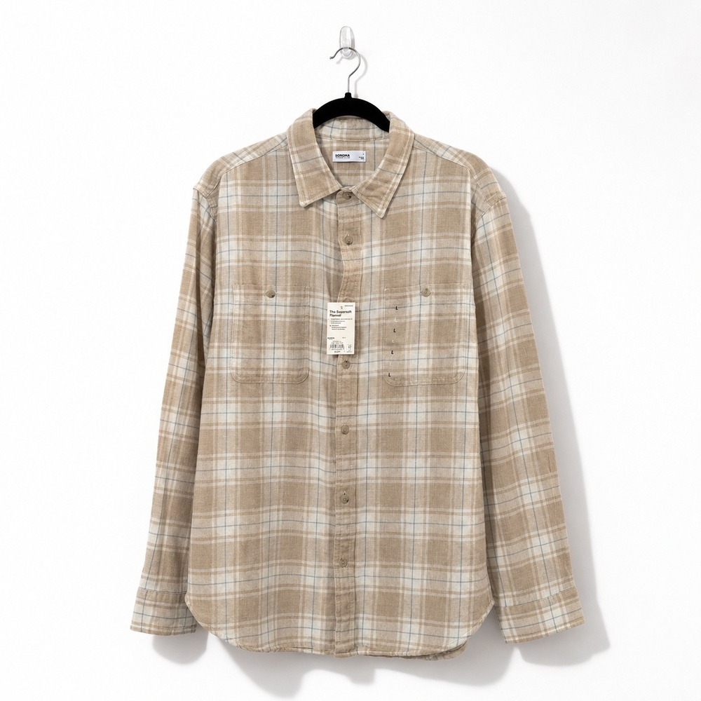 Sonoma Goods For Life Men's Supersoft Flannel Plaid Shirt Size L NWT